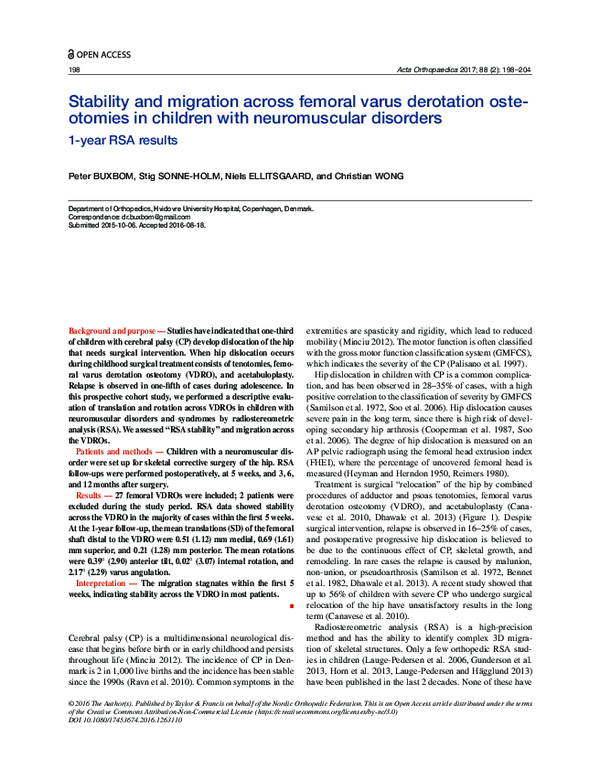 (PDF) Stability and migration across femoral varus derotation ...