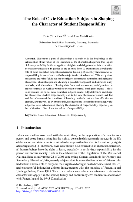 (PDF) The Role of Civic Education Subjects in Shaping the Character of ...