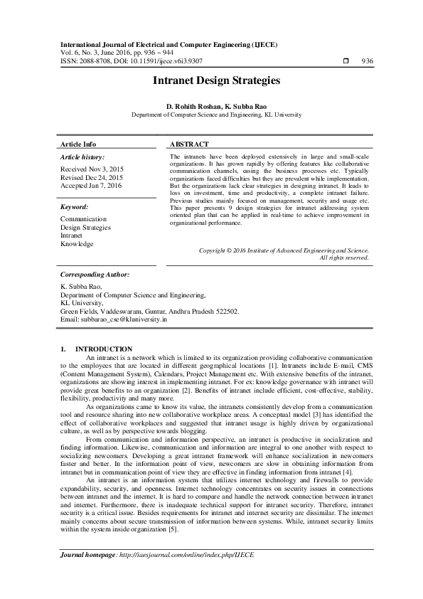 (PDF) Intranet Design Strategies
