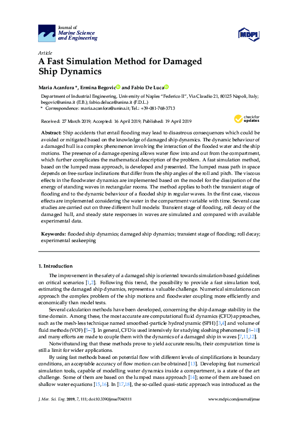 (PDF) A Fast Simulation Method for Damaged Ship Dynamics