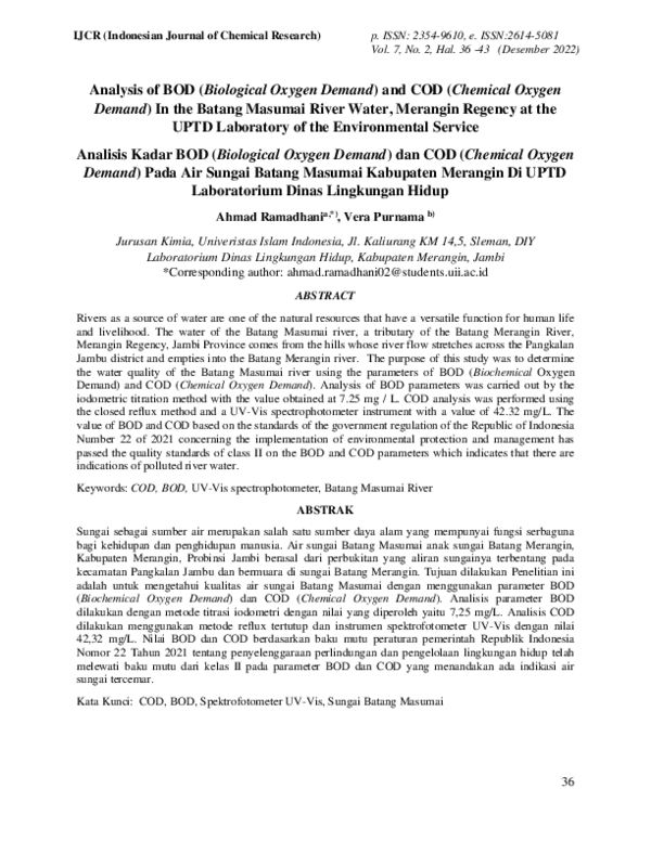 (PDF) Analisis Kadar Bod (Biological Oxygen Demand) Dan Cod (Chemical ...