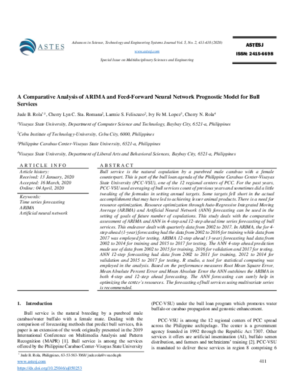 (PDF) A Comparative Analysis of ARIMA and Feed-Forward Neural Network ...