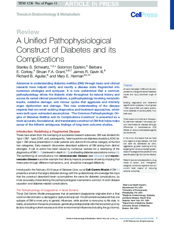 (PDF) A Unified Pathophysiological Construct of Diabetes and its ...