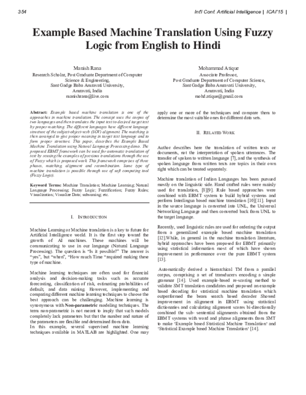 (PDF) Example Based Machine Translation Using Fuzzy Logic from English ...