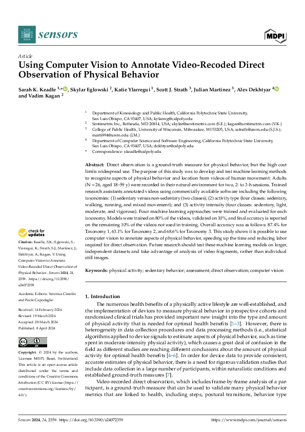 (PDF) Using Computer Vision to Annotate Video-Recoded Direct ...