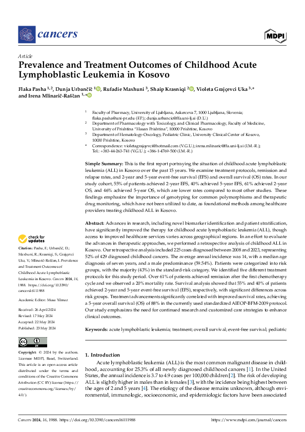 (PDF) Prevalence and Treatment Outcomes of Childhood Acute ...