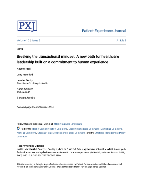 Picture of (PDF) Breaking the transactional mindset: A new path for healthcare ...