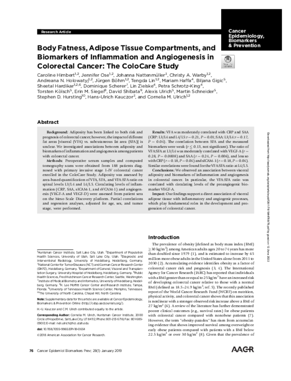 (PDF) Body fatness, adipose tissue compartments and biomarkers of ...