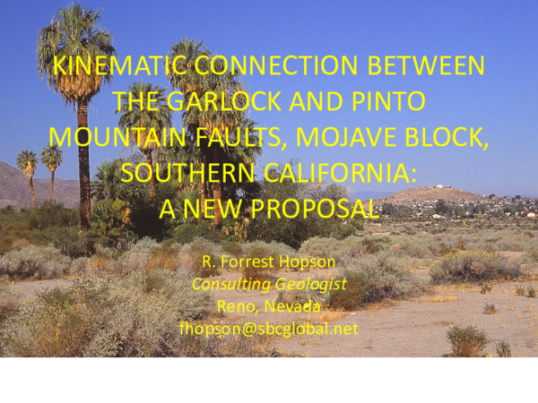 (PDF) Kinematic Connection Between the Garlock and Pinto Mountain ...