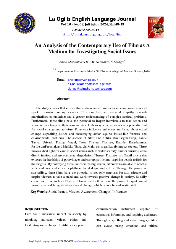 (PDF) An Analysis of the Contemporary Use of Film as A Medium for ...