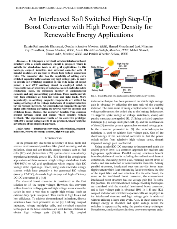 (PDF) An Interleaved Soft Switched High Step-Up Boost Converter With ...