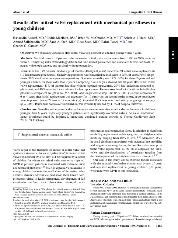 (PDF) Results after mitral valve replacement with mechanical prostheses ...