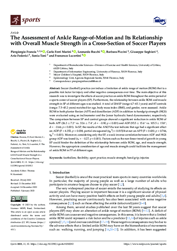 (PDF) The Assessment of Ankle Range-of-Motion and Its Relationship with ...