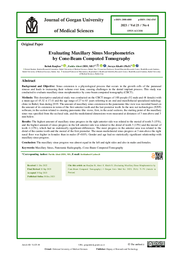 (PDF) Evaluating Maxillary Sinus Morphometrics by Cone-Beam Computed ...