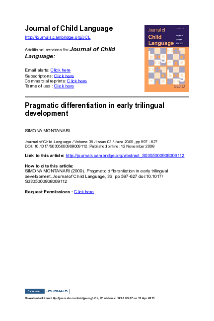 (PDF) Pragmatic differentiation in early trilingual development