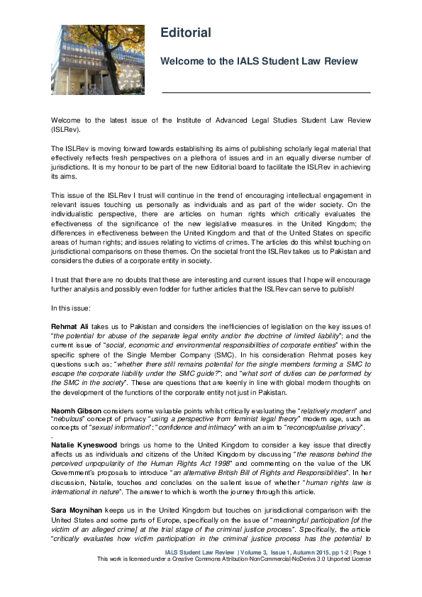 (PDF) Welcome to the IALS Student Law Review