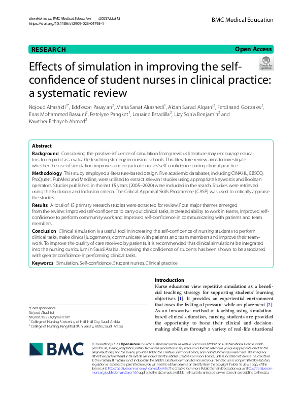 (PDF) Effects of simulation in improving the self-confidence of student ...