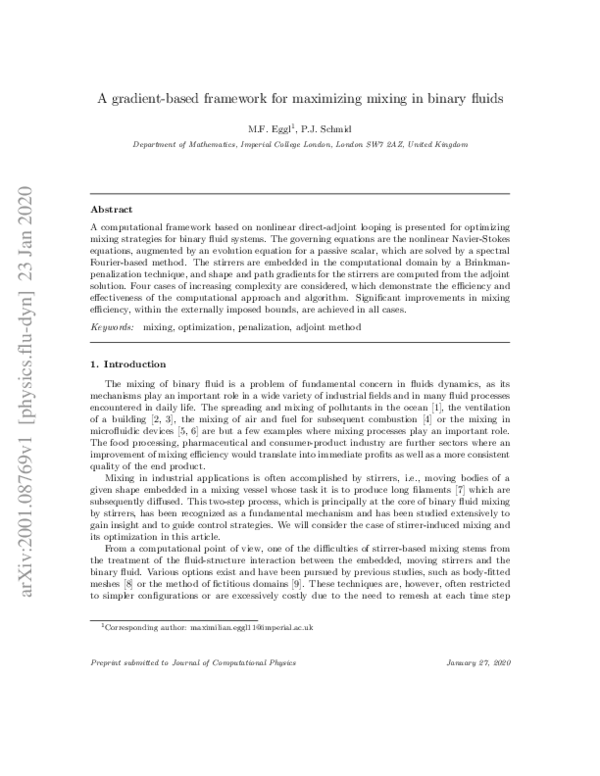 (PDF) A gradient-based framework for maximizing mixing in binary fluids