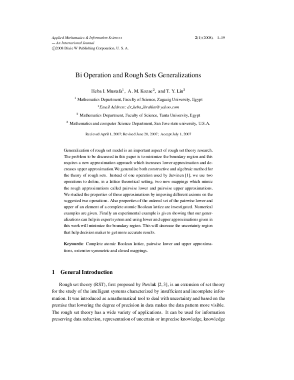 (PDF) Bi Operation and Rough Sets Generalizations