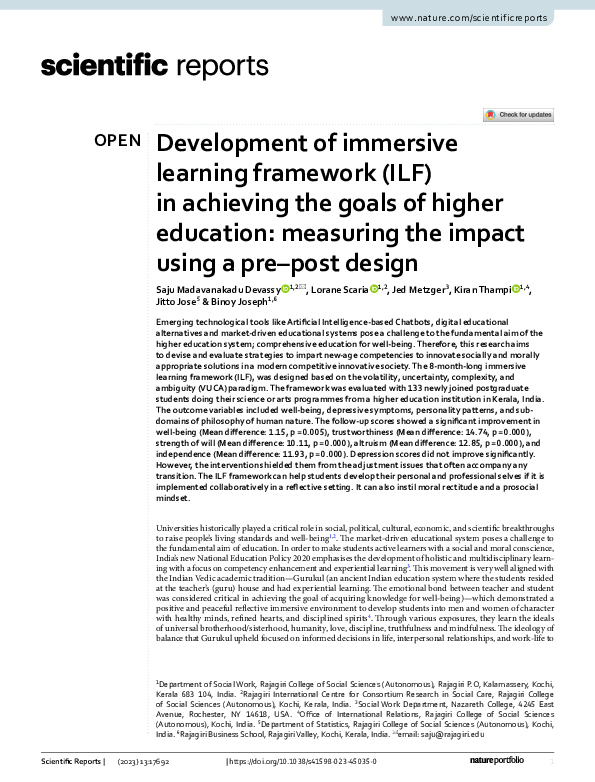 (PDF) Development of immersive learning framework (ILF) in achieving ...