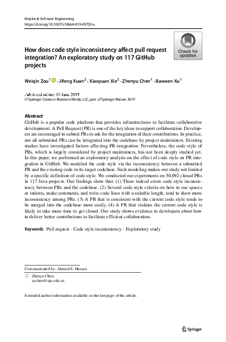 (PDF) How does code style inconsistency affect pull request integration ...