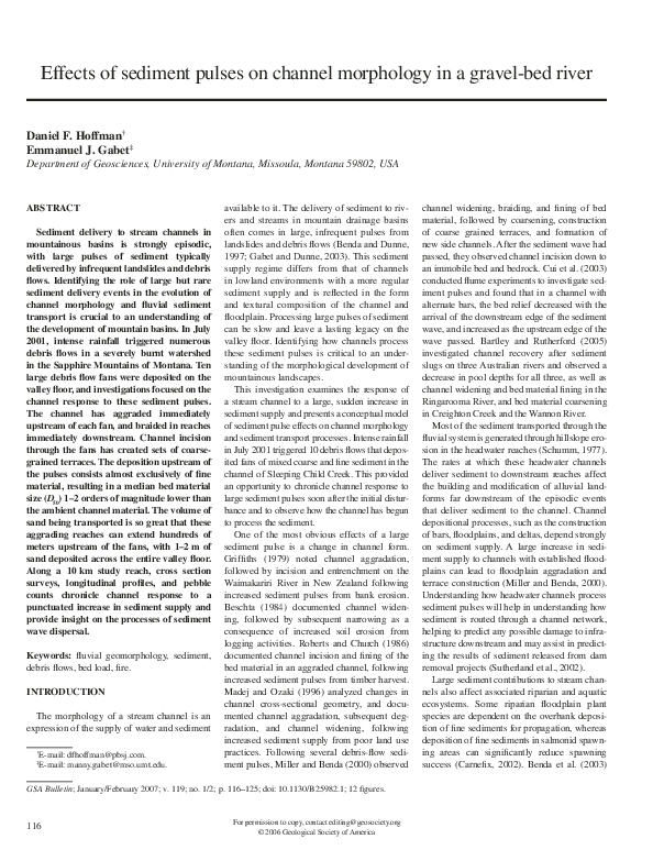 (PDF) Effects of sediment pulses on channel morphology in a gravel-bed ...