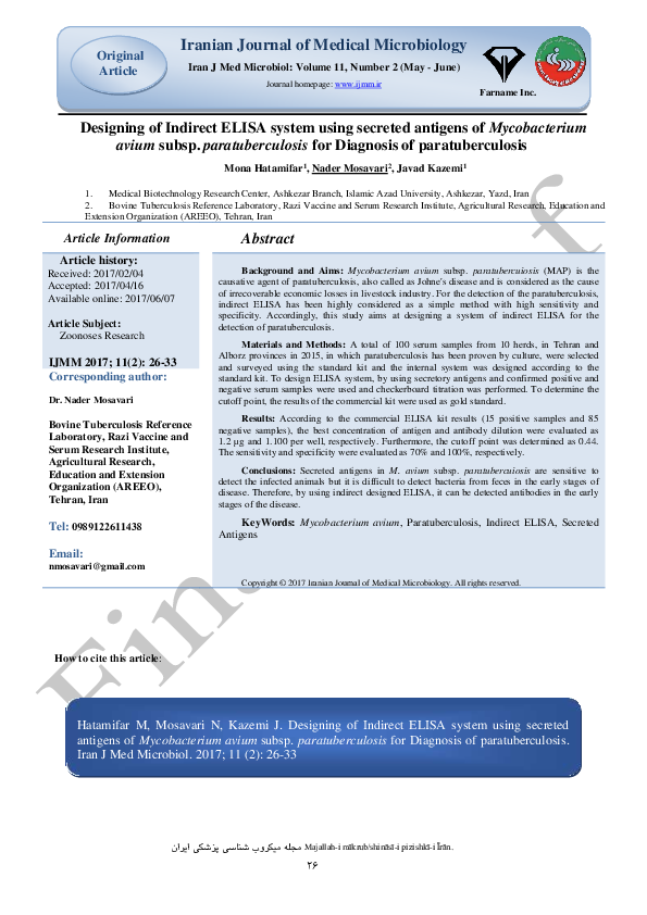 (PDF) Designing of Indirect ELISA system using secreted antigens of ...