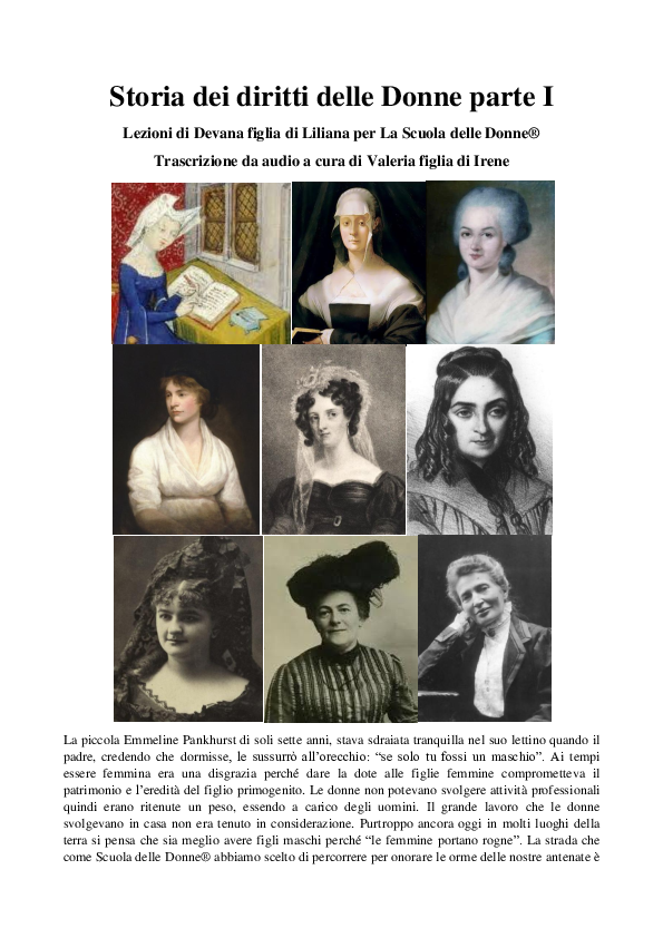 (PDF) Storia dei diritti delle Donne parte I