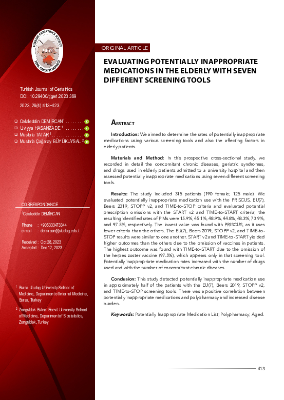 (PDF) Evaluating Potentially Inappropriate Medications in the Elderly ...
