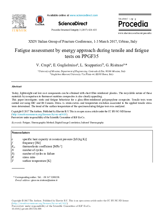 (PDF) Fatigue assessment by energy approach during tensile and fatigue ...