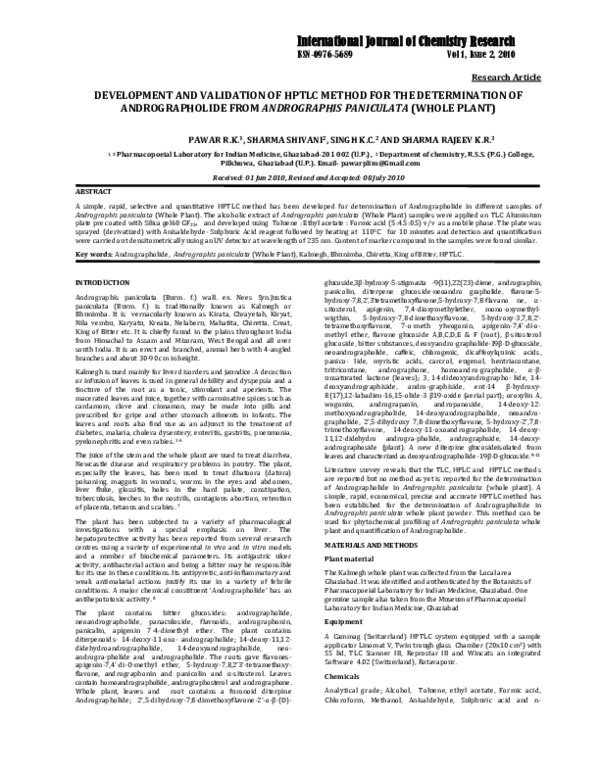 (PDF) Development and Validation of HPTLC Method for the Determination ...