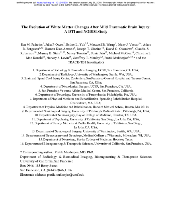 (PDF) The Evolution of White Matter Changes After Mild Traumatic Brain ...
