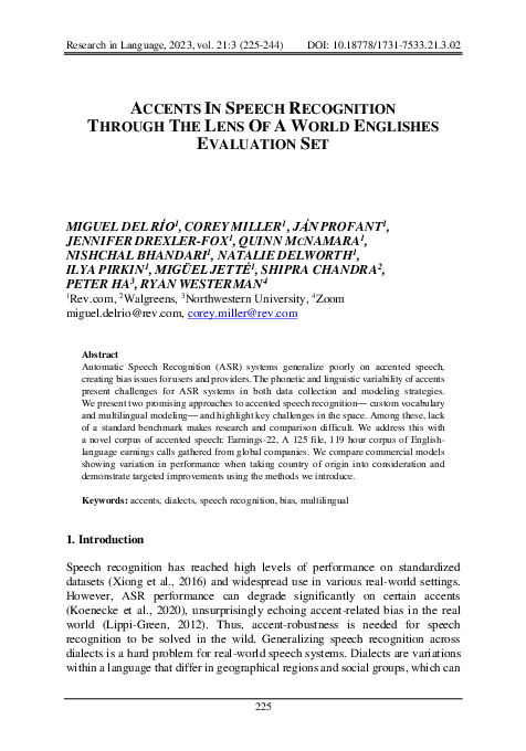 (PDF) Accents in Speech Recognition through the Lens of a World ...