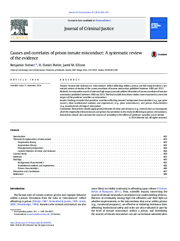 (PDF) Causes and correlates of prison inmate misconduct A systematic