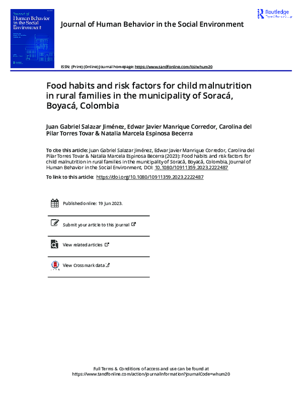 (PDF) Food habits and risk factors for child malnutrition in rural ...