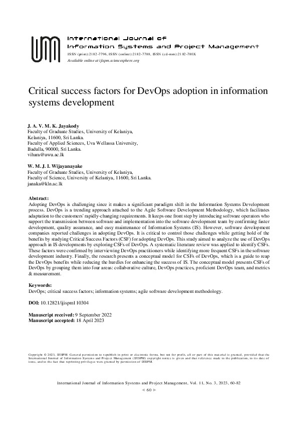 (PDF) Critical success factors for DevOps adoption in information ...