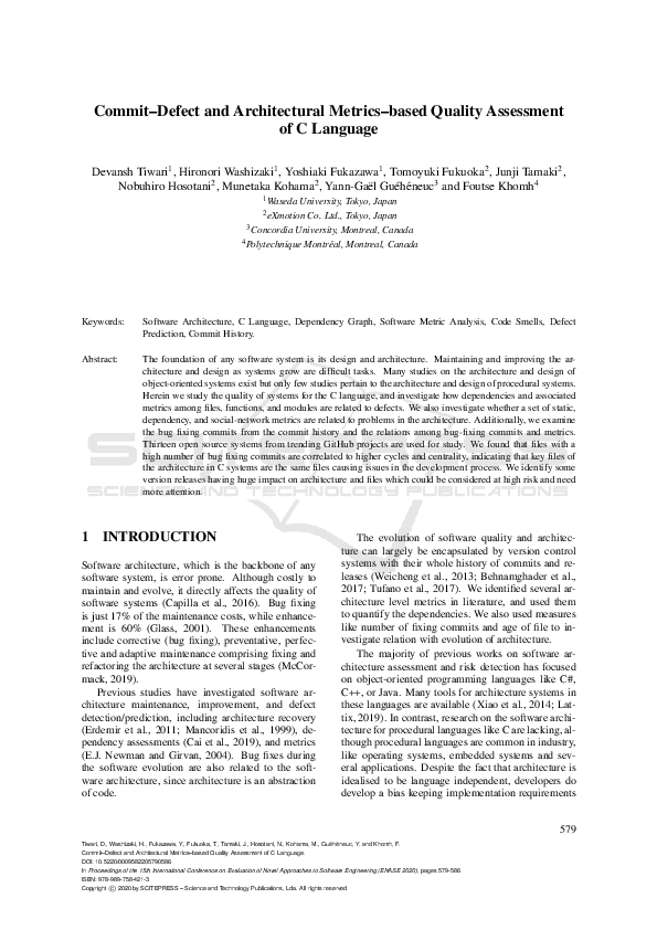 (PDF) Commit–Defect and Architectural Metrics–based Quality Assessment ...