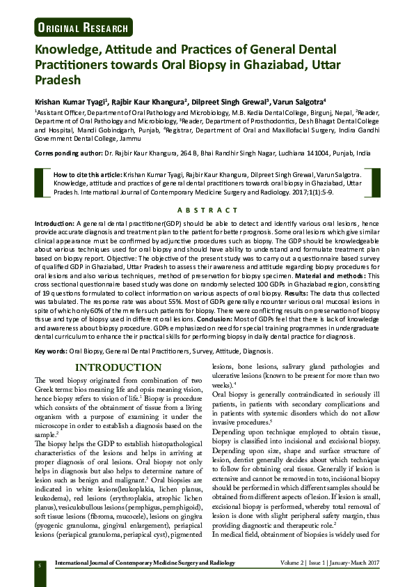 (PDF) Knowledge , Attitude and Practices of General Dental ...