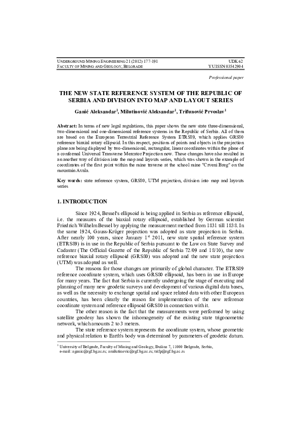 (PDF) The new state reference system of the republic of Serbia and ...
