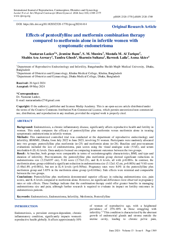 (PDF) Effects of pentoxifylline and metformin combination therapy ...