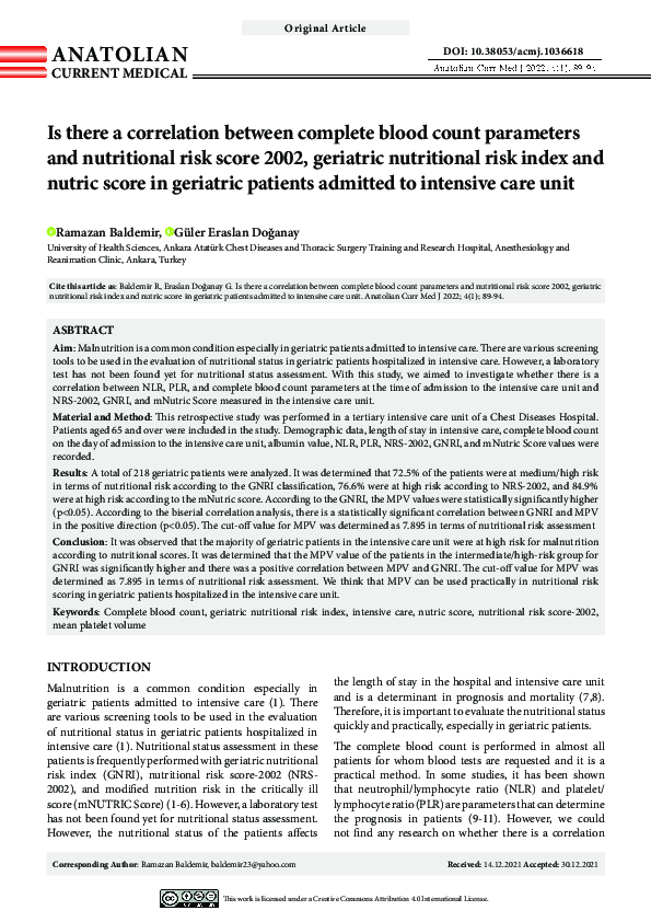 (PDF) Is there a correlation between complete blood count parameters ...