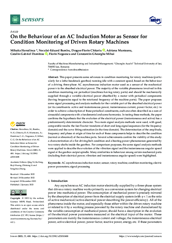 (PDF) On the Behaviour of an AC Induction Motor as Sensor for Condition ...