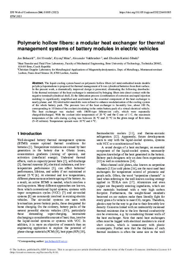 (PDF) Polymeric hollow fibers: a modular heat exchanger for thermal ...