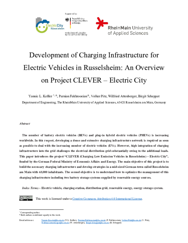 (PDF) Development of Charging Infrastructure for Electric Vehicles in ...