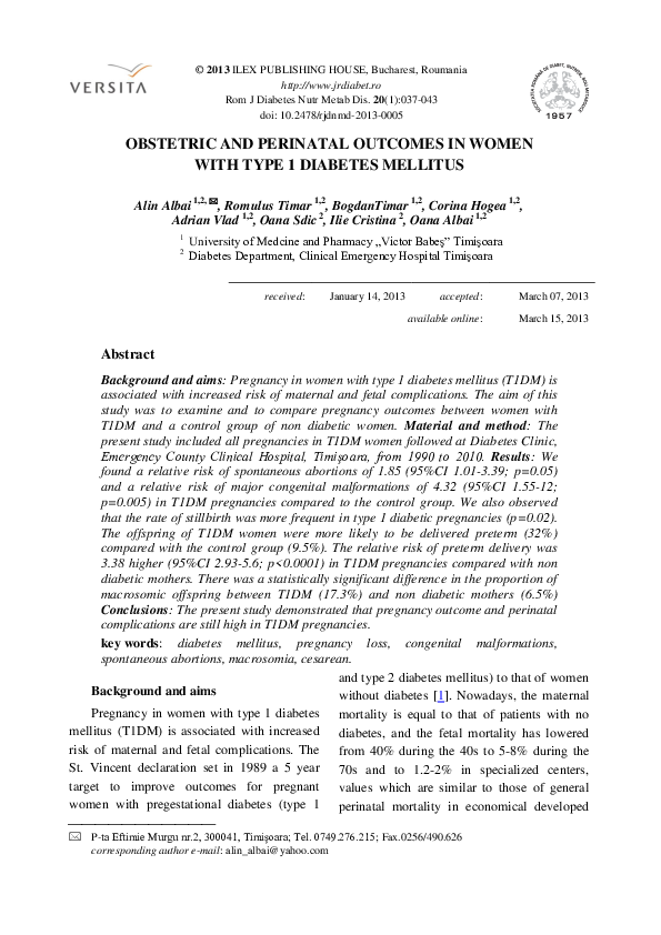 (PDF) Obstetric and Perinatal Outcomes in Women with Eating Disorders