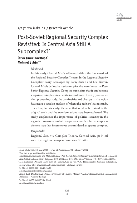(PDF) Post-Soviet Regional Security Complex Revisited: Is Central Asia ...