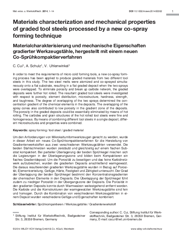 (PDF) Materials characterization and mechanical properties of graded ...