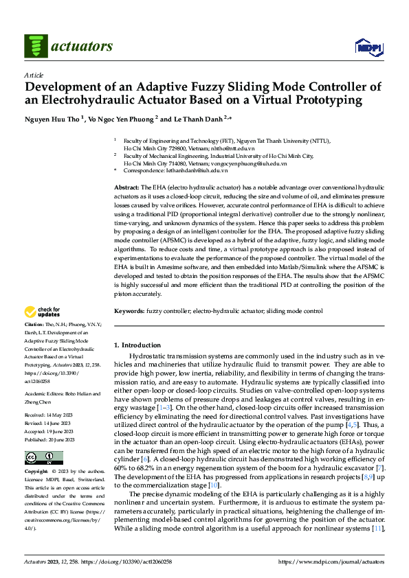 (PDF) Development of an Adaptive Fuzzy Sliding Mode Controller of an ...