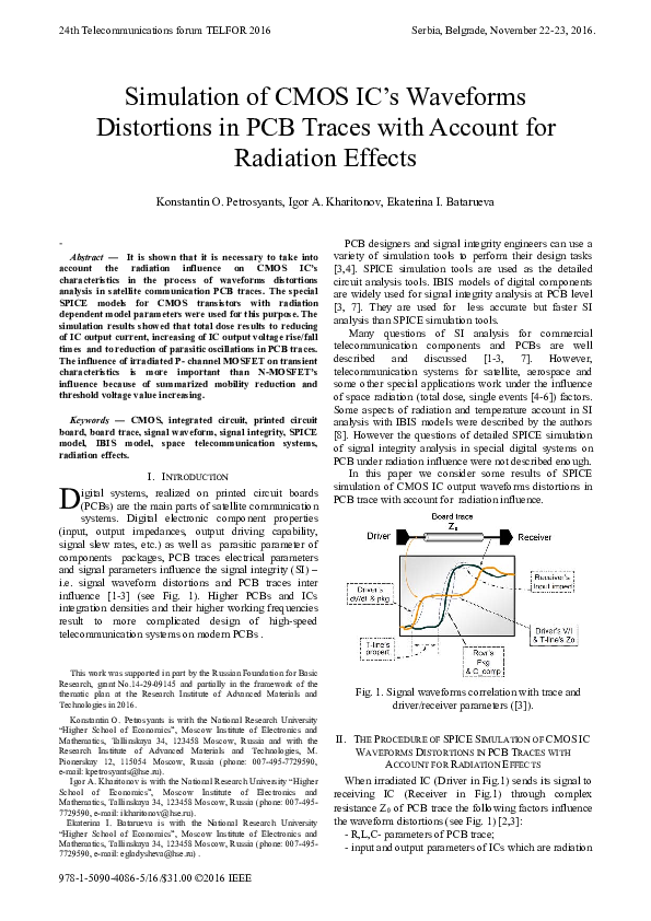 (PDF) Simulation of CMOS IC's waveforms distortions in PCB traces with ...