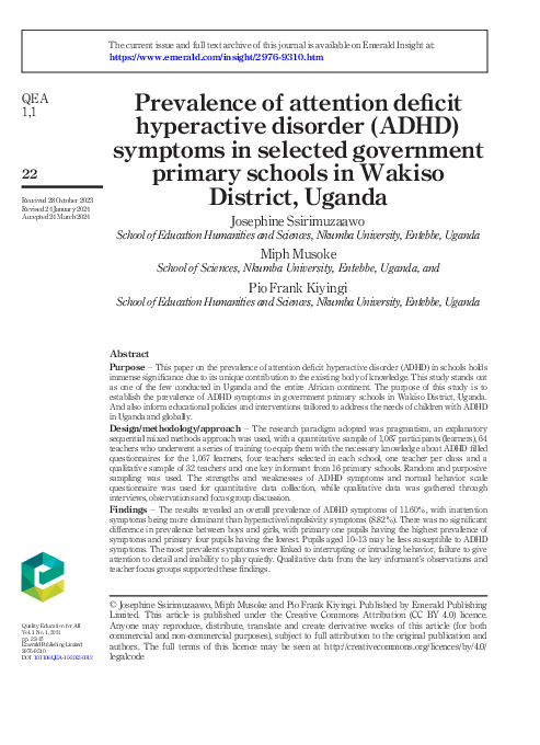 (PDF) Prevalence of attention deficit hyperactive disorder (ADHD ...